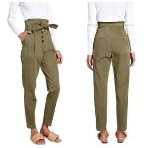 A.L.C. NWOT Krew Pant Oregano Green Belted Paperback Waist Size 14 Button Fly